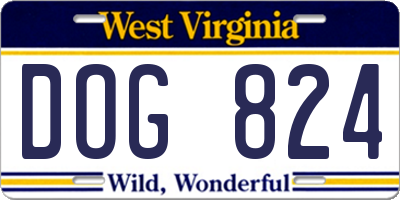 WV license plate DOG824