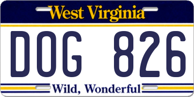 WV license plate DOG826