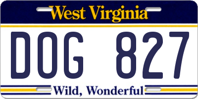 WV license plate DOG827