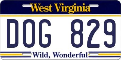 WV license plate DOG829
