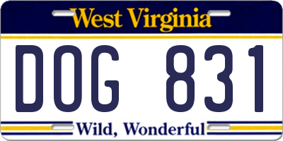 WV license plate DOG831
