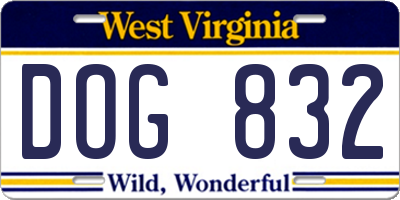 WV license plate DOG832