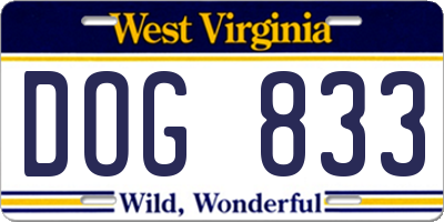 WV license plate DOG833