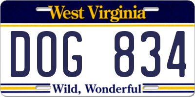 WV license plate DOG834