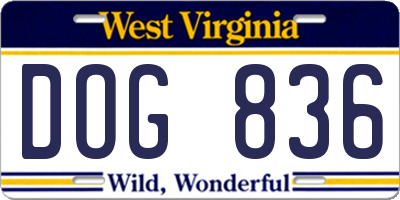 WV license plate DOG836