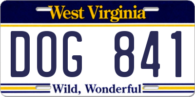 WV license plate DOG841