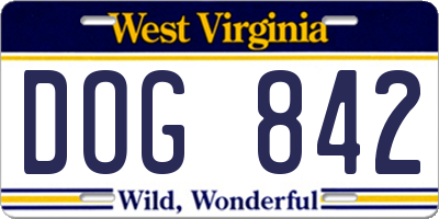 WV license plate DOG842