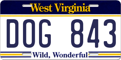 WV license plate DOG843