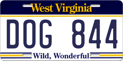 WV license plate DOG844