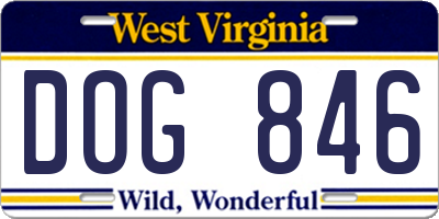 WV license plate DOG846