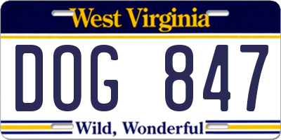WV license plate DOG847