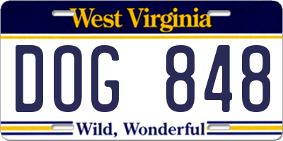 WV license plate DOG848