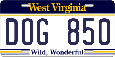 WV license plate DOG850