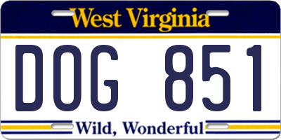 WV license plate DOG851