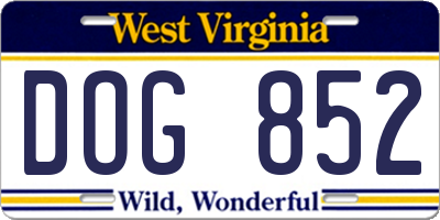 WV license plate DOG852
