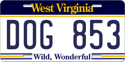 WV license plate DOG853