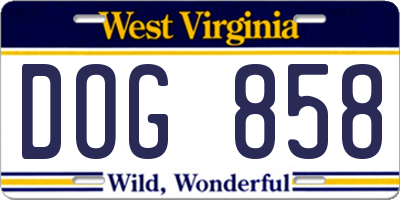 WV license plate DOG858