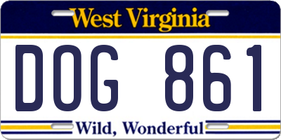 WV license plate DOG861