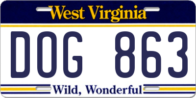 WV license plate DOG863