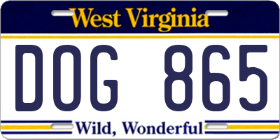 WV license plate DOG865