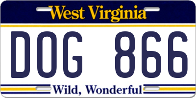 WV license plate DOG866