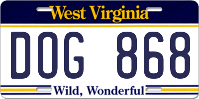WV license plate DOG868