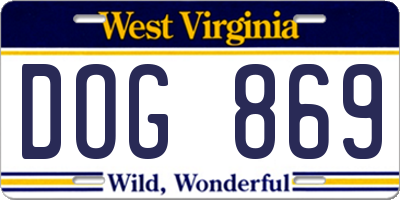 WV license plate DOG869