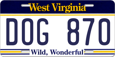 WV license plate DOG870