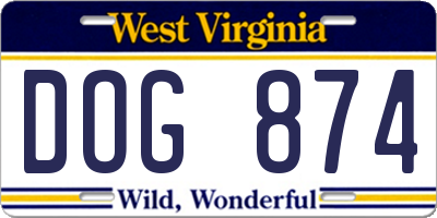 WV license plate DOG874