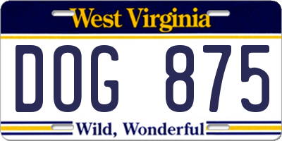 WV license plate DOG875