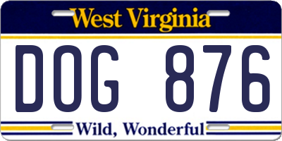 WV license plate DOG876
