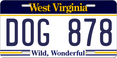 WV license plate DOG878