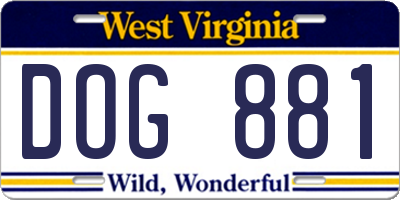 WV license plate DOG881