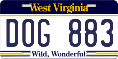 WV license plate DOG883