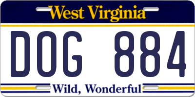 WV license plate DOG884