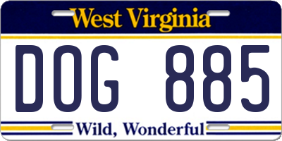 WV license plate DOG885