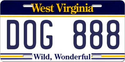WV license plate DOG888