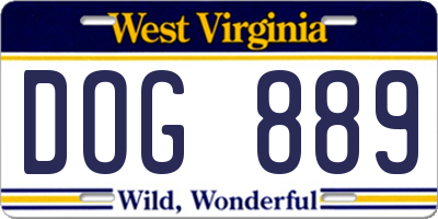 WV license plate DOG889