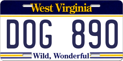 WV license plate DOG890