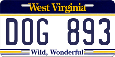 WV license plate DOG893