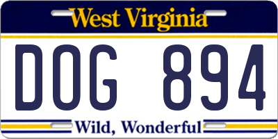 WV license plate DOG894