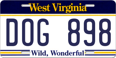 WV license plate DOG898