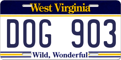 WV license plate DOG903