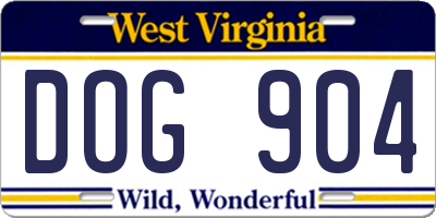 WV license plate DOG904