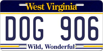 WV license plate DOG906