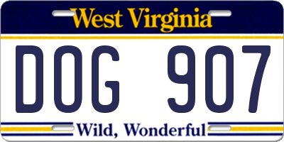 WV license plate DOG907
