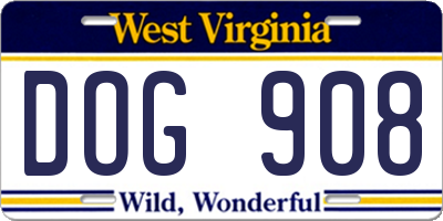 WV license plate DOG908