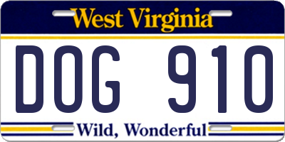 WV license plate DOG910