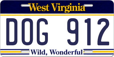 WV license plate DOG912