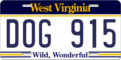 WV license plate DOG915